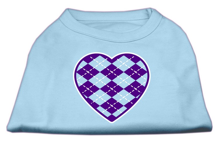 Argyle Heart Purple Screen Print Shirt Baby Blue XS